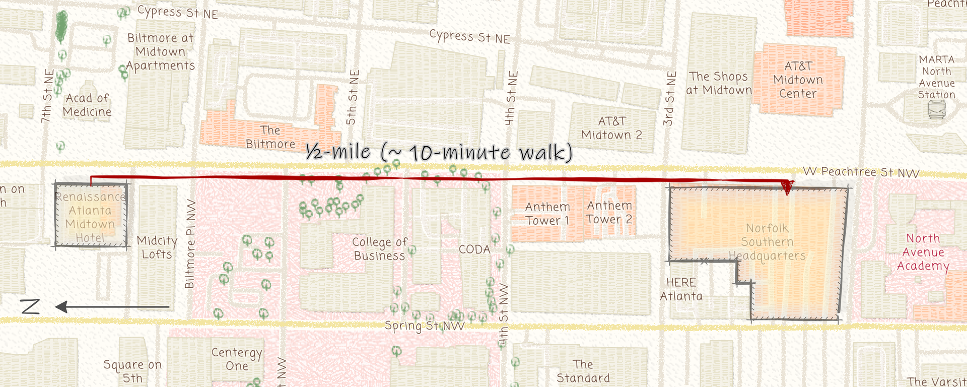 Map from Hotel to NS HQ